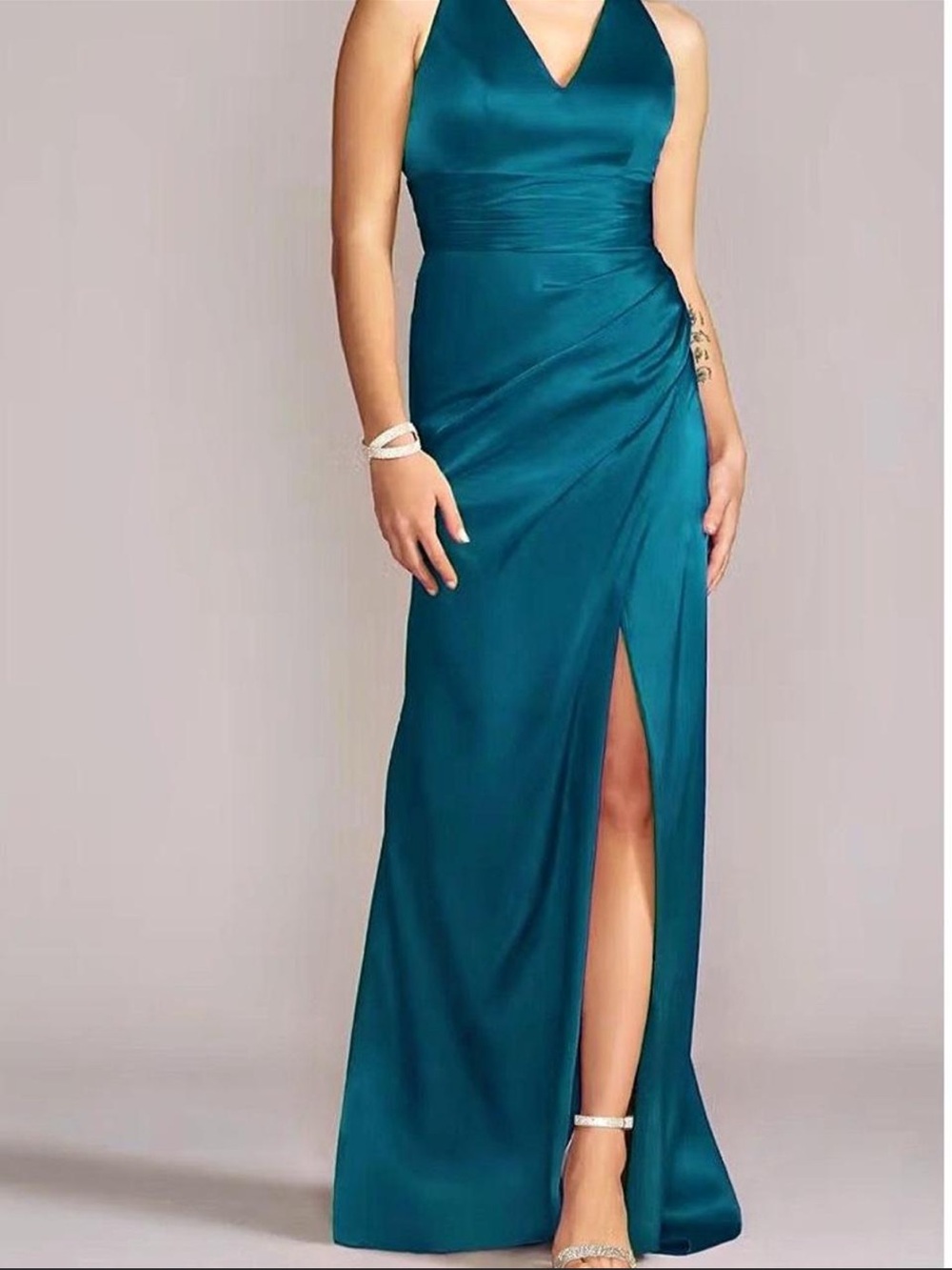 NWT David’s Bridal GALINA SIGNATURE Charmeuse Dress with Crisscross Back in Gem